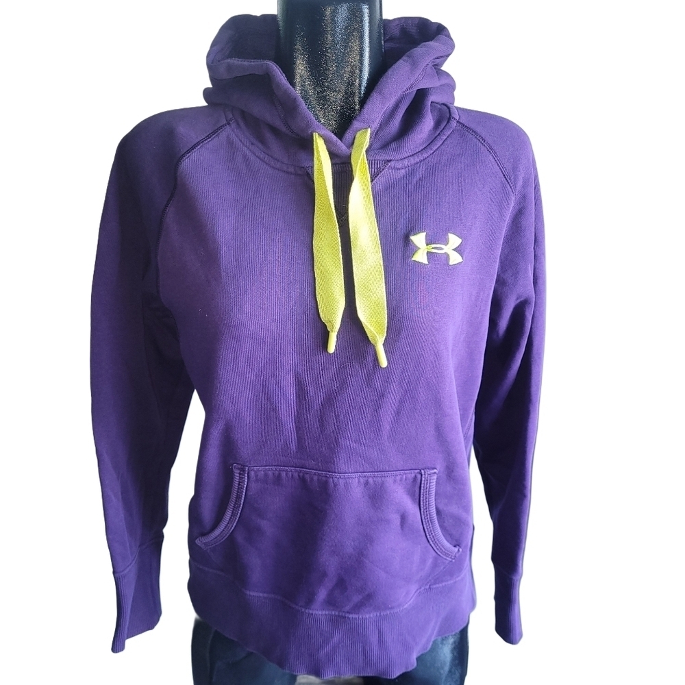 Under Armour Purple Pullover Hoodie with Yellow Accent Size S